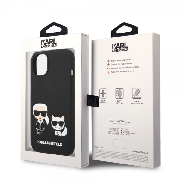 Karl Lagerfeld iPhone 14 Plus Skal Liquid Silicone Karl & Choupette Svart