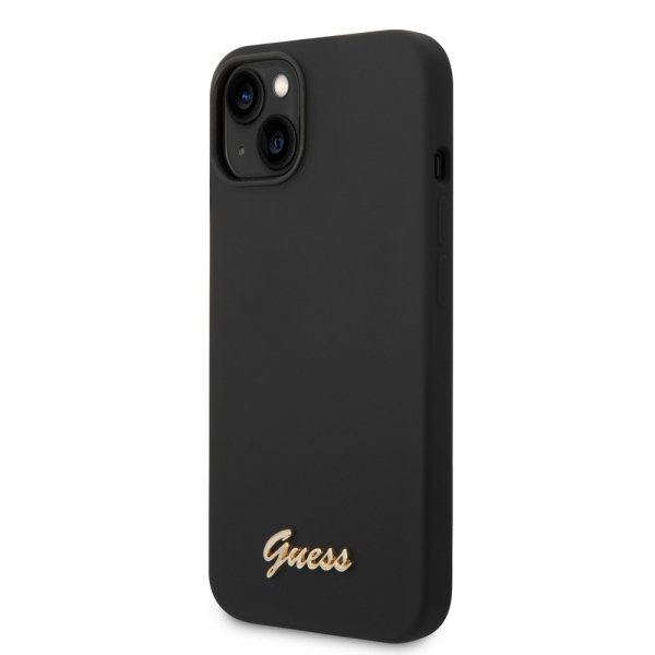 Guess iPhone 14 Plus Skal Liquid Silicone Metal Logo Svart