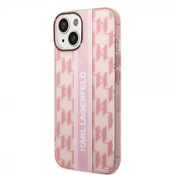 Karl Lagerfeld iPhone 14 Plus Skal Monogram Vertical Stripe Rosa