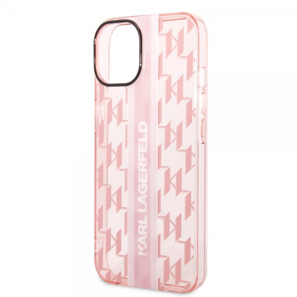 Karl Lagerfeld iPhone 14 Plus Skal Monogram Vertical Stripe Rosa