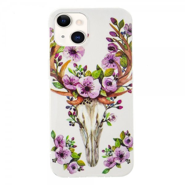 iPhone 14 Plus Skal Motiv Blommor och Hjort