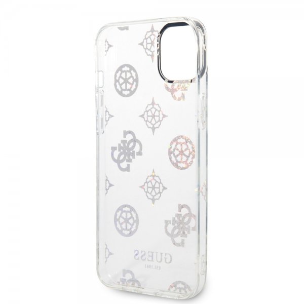 Guess iPhone 14 Plus Skal Peony Glitter Vit
