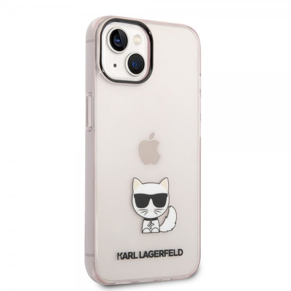Karl Lagerfeld iPhone 14 Plus Skal Printed Choupette Transparent Rosa