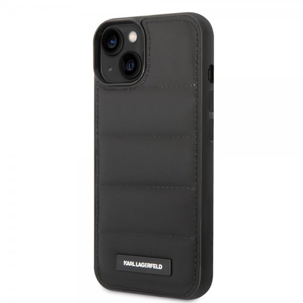 Karl Lagerfeld iPhone 14 Plus Skal Quilted Nylon Puffy Case Logo Plate Svart