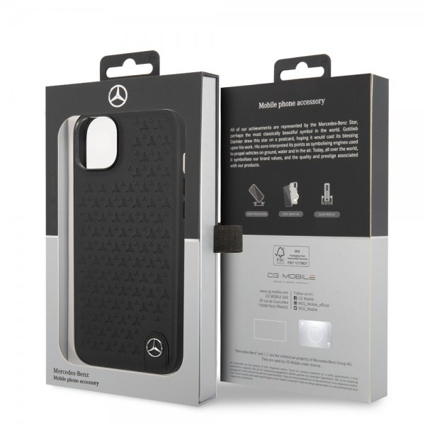 Mercedes Benz iPhone 14 Plus Skal Star Pattern Svart