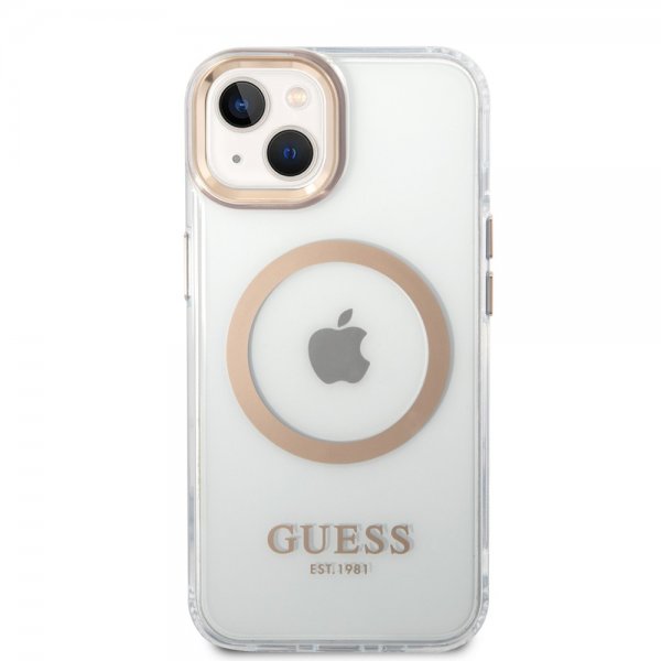 Guess iPhone 14 Plus Skal Transparent MagSafe Guld Transparent