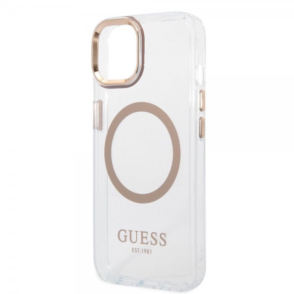 Guess iPhone 14 Plus Skal Transparent MagSafe Guld Transparent