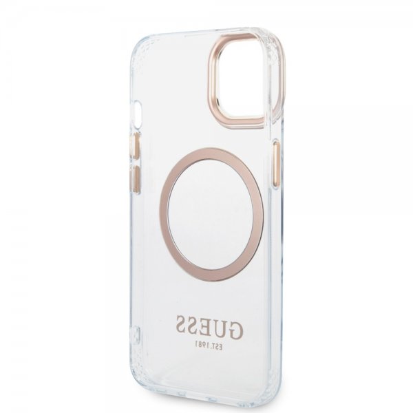 Guess iPhone 14 Plus Skal Transparent MagSafe Guld Transparent