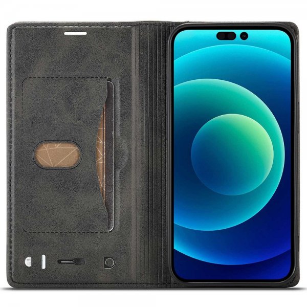 Lc.Imeeke iPhone 14 Pro Fodral Kortfack Utsida Svart