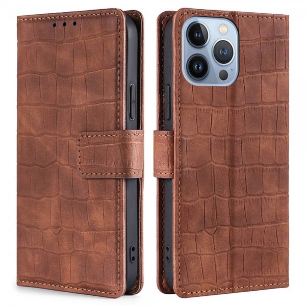 iPhone 14 Pro Fodral Krokodilmönster Brun