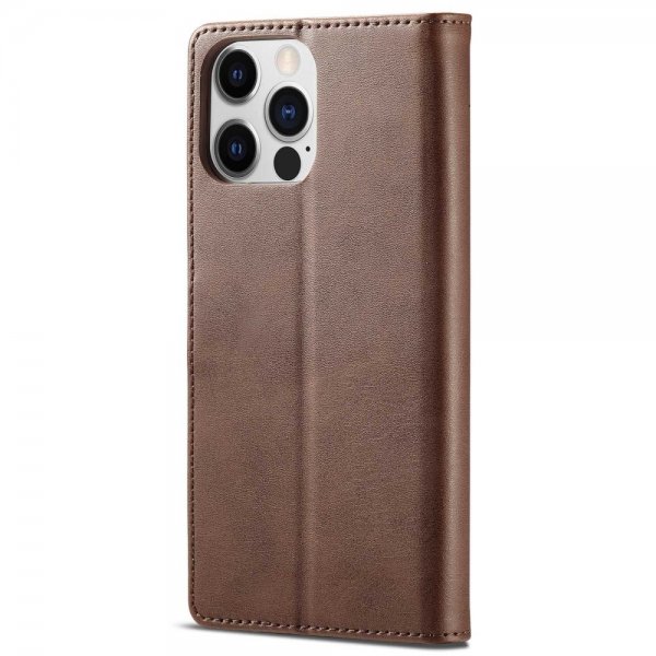 Lc.Imeeke iPhone 14 Pro Fodral med Kortfack Stativfunktion Mörkbrun
