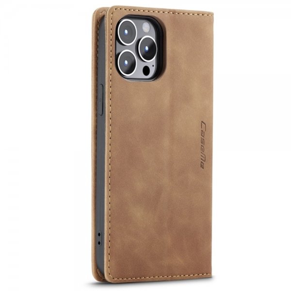 CaseMe iPhone 14 Pro Fodral Retro Flip Brun