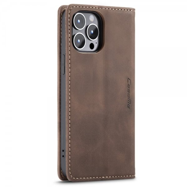 CaseMe iPhone 14 Pro Fodral Retro Flip Kaffe