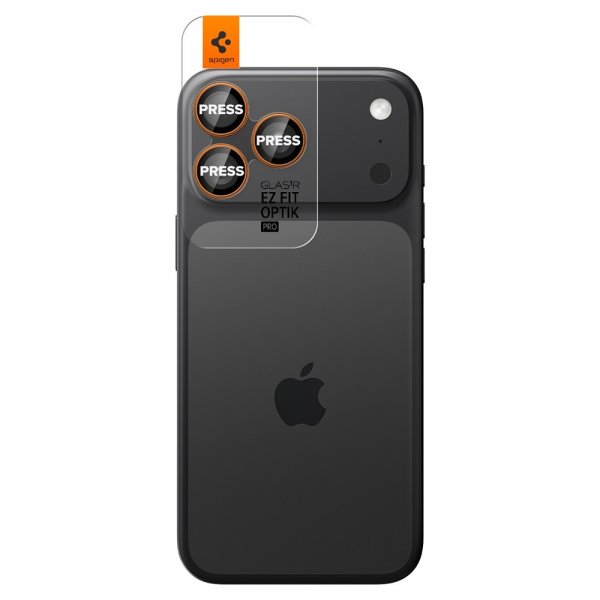 Spigen iPhone 14/15/16/17 Pro & Pro Max Kameraskydd GLAS.tR EZ Fit Optik Pro 2-pack Orange