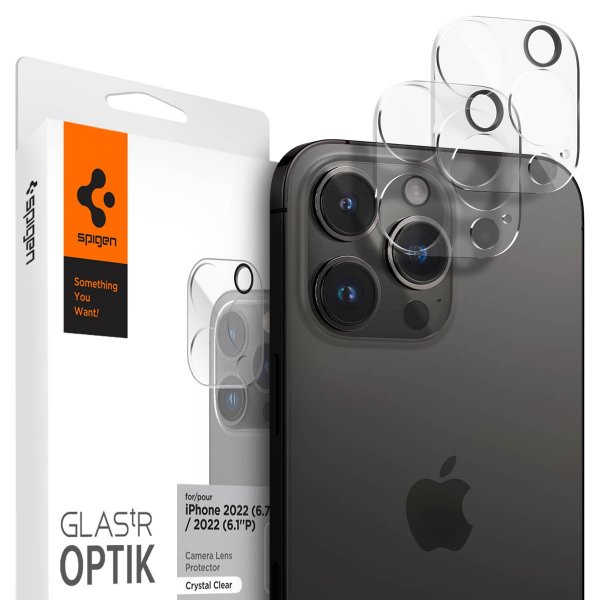 Spigen iPhone 14 Pro/14 Pro Max/15 Pro/15 Pro Max/16 Pro/16 Pro Max Kameraskydd Glas.tR Optik 2-pack Crystal Clear