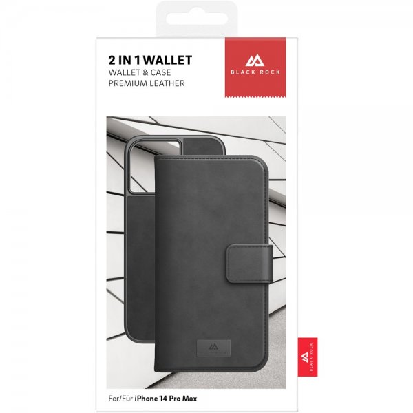 Black Rock iPhone 14 Pro Max Fodral 2 in 1 Wallet Case Löstagbart Skal Svart