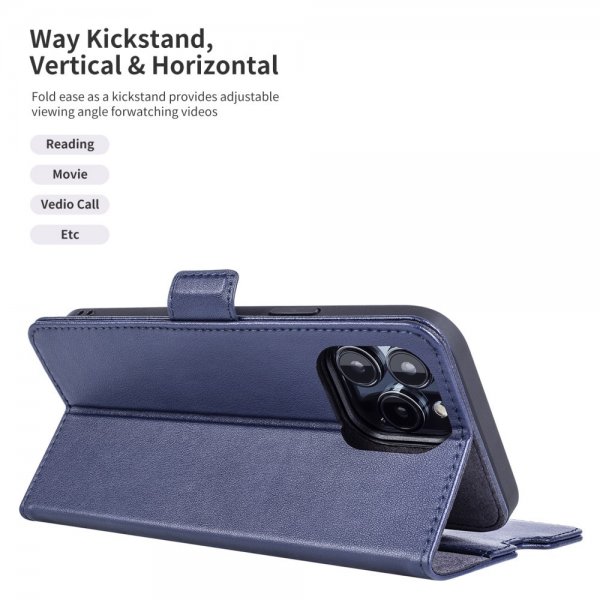 iPhone 14 Pro Max Fodral Äkta Läder MagSafe Blå