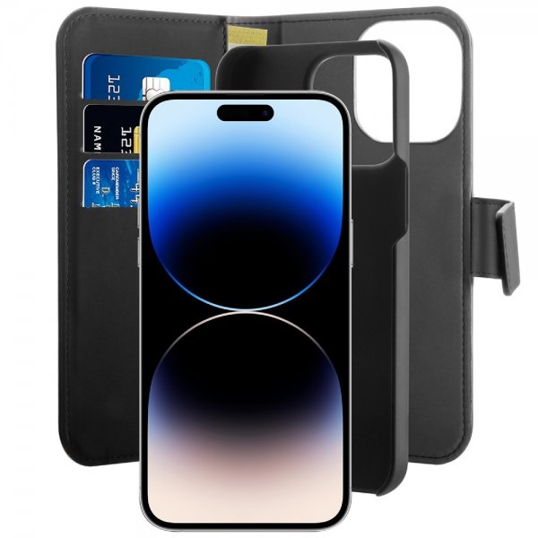 Puro iPhone 14 Pro Max Fodral Detachable MagSafe Wallet Case Svart