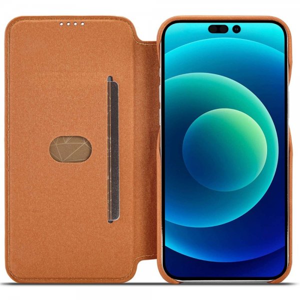Lc.Imeeke iPhone 14 Pro Max Fodral Flip Ljusbrun