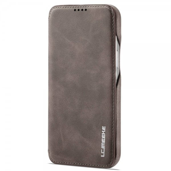 Lc.Imeeke iPhone 14 Pro Max Fodral Flip Mörkbrun