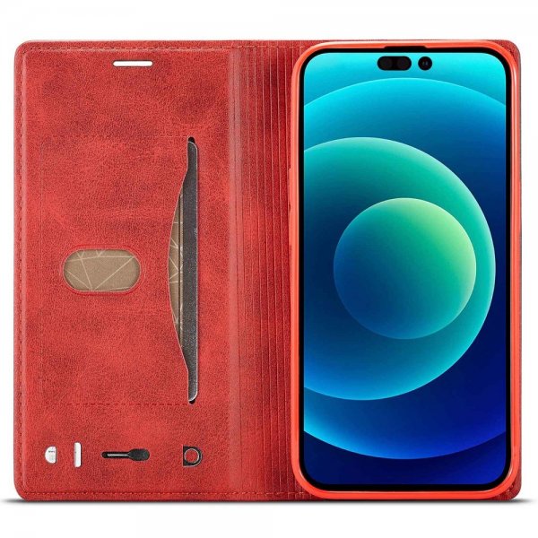 Lc.Imeeke iPhone 14 Pro Max Fodral Kortfack Utsida Röd
