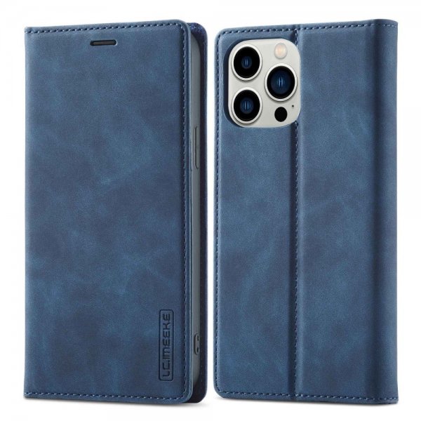 Lc.Imeeke iPhone 14 Pro Max Fodral med Kortfack Flip Blå