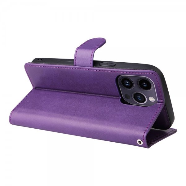 iPhone 14 Pro Max Fodral med Löstagbart Skal KT Leather Series-3 Lila