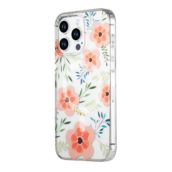iPhone 14 Pro Max Skal Blommönster MagSafe Rosa