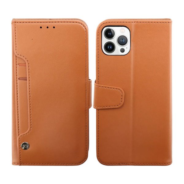 Rvelon iPhone 14 Pro Max Fodral Utfällbart Kortfack Brun