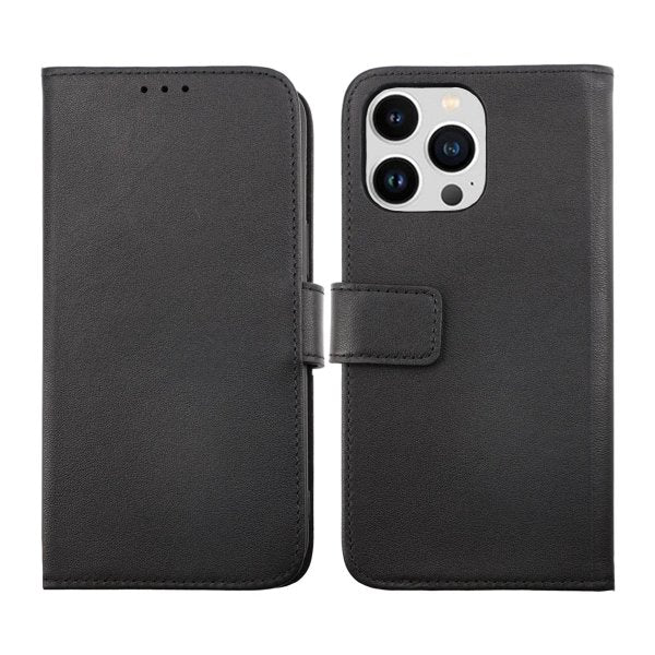 Rvelon iPhone 14 Pro Max Fodral Äkta Läder Svart