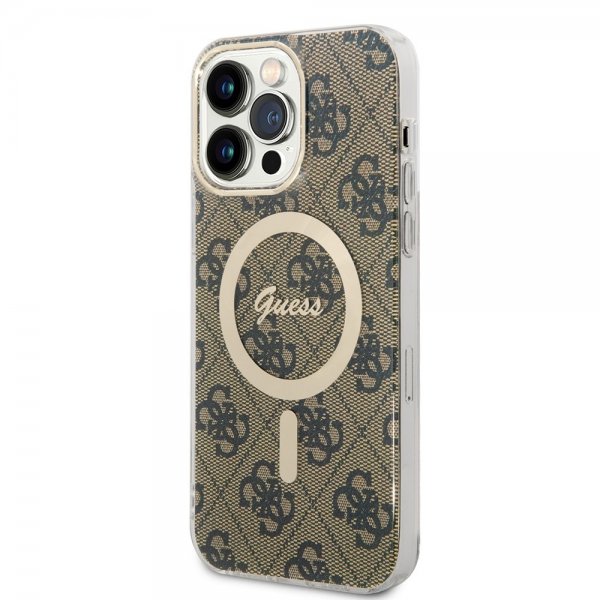 Guess iPhone 14 Pro Max Skal 4G Pattern MagSafe Brun