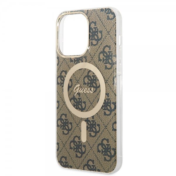 Guess iPhone 14 Pro Max Skal 4G Pattern MagSafe Brun