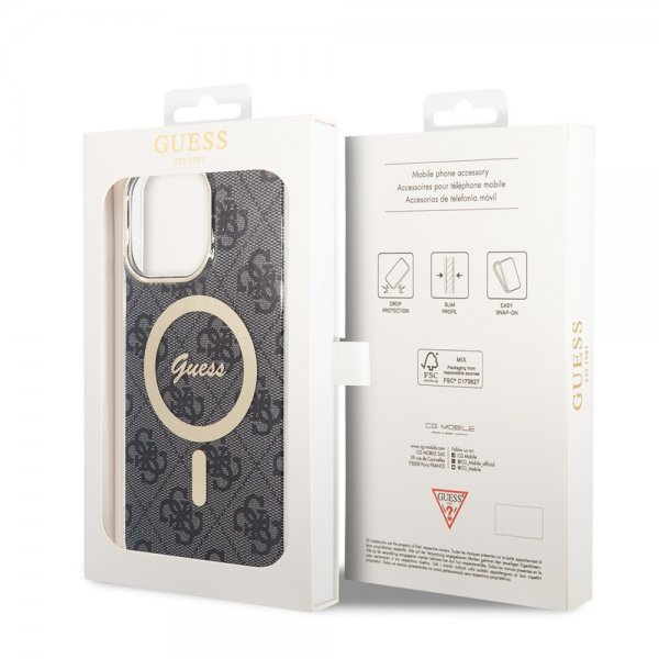 Guess iPhone 14 Pro Max Skal 4G Pattern MagSafe Svart