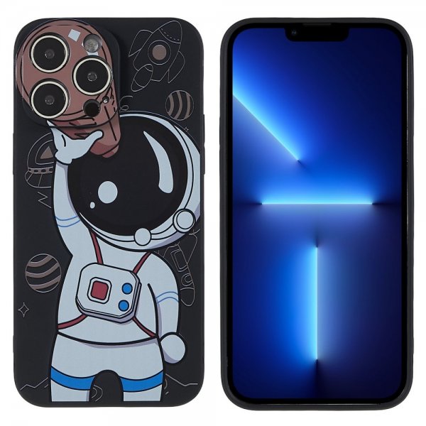 iPhone 14 Pro Max Skal Astronaut Svart Brun
