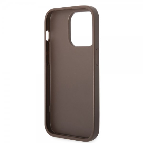 Guess iPhone 14 Pro Max Skal Bottom Stripe Metal Logo Brun