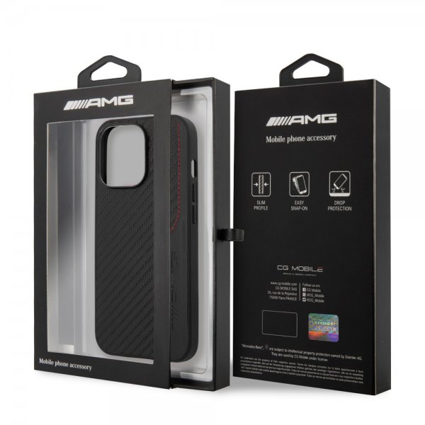 AMG iPhone 14 Pro Max Skal Carbon Effect Stamped Logo Svart