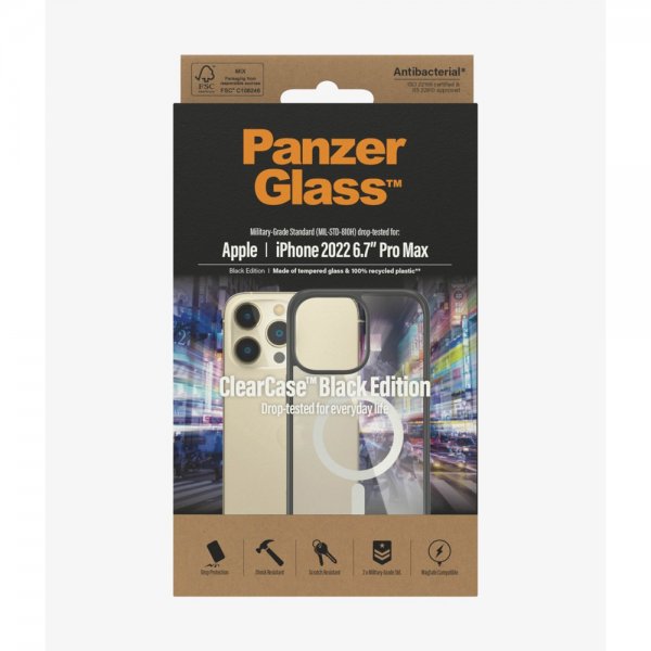 PanzerGlass iPhone 14 Pro Max Skal ClearCase Black Edition MagSafe