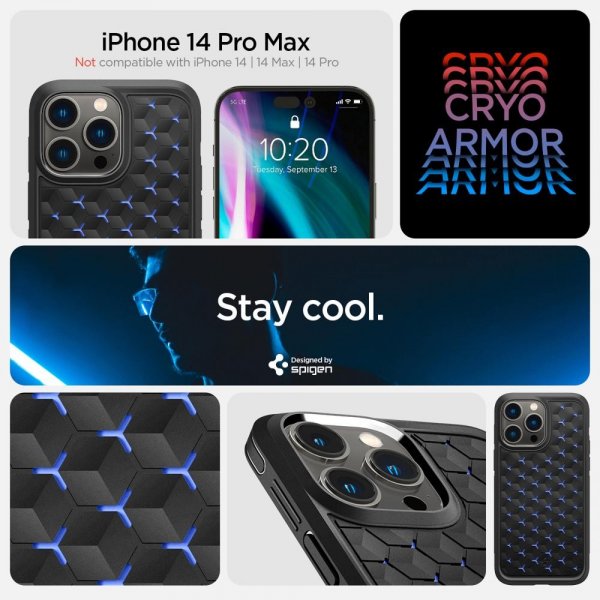 Spigen iPhone 14 Pro Max Skal Cryo Armor Matte Black