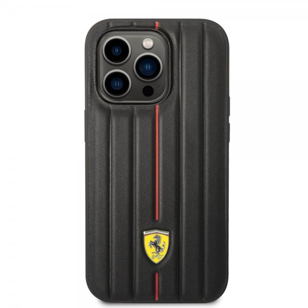 Ferrari iPhone 14 Pro Max Skal Embossed Stripes Röd