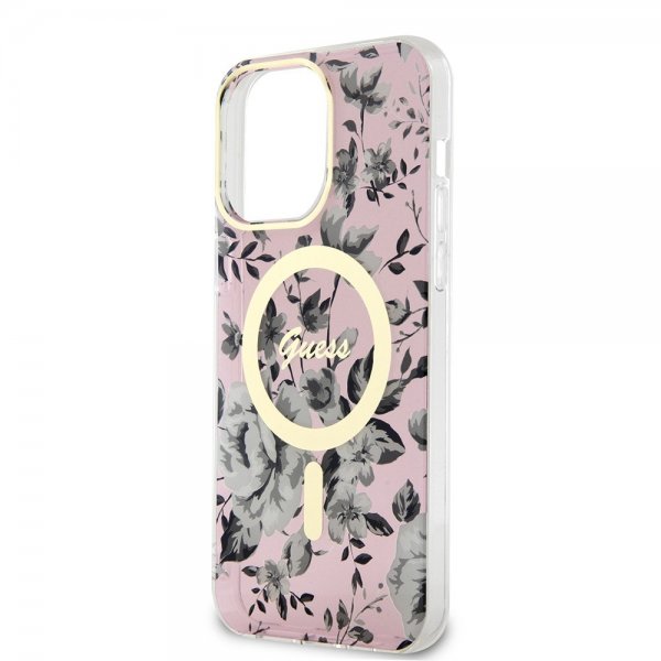 Guess iPhone 14 Pro Max Skal Flower MagSafe Rosa