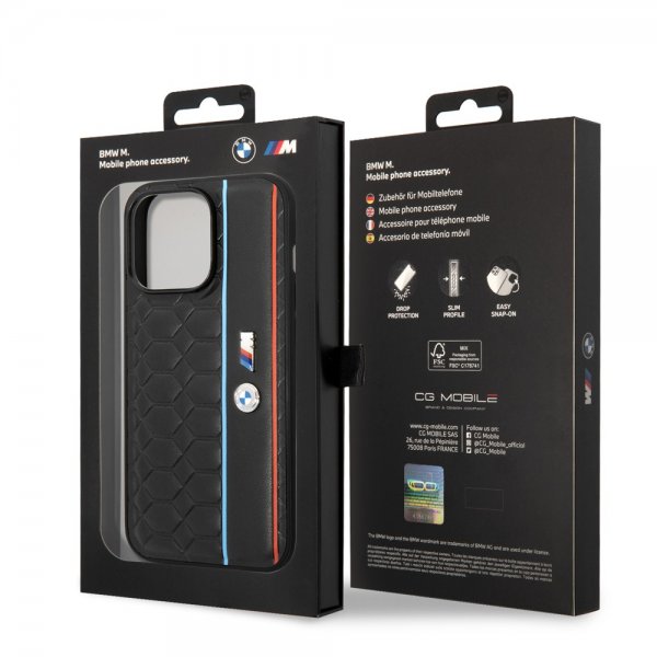 BMW iPhone 14 Pro Max Skal Hexagonal Pattern Svart