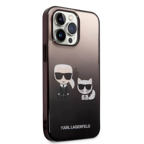 Karl Lagerfeld iPhone 14 Pro Max Skal Karl & Choupette Gradient Svart