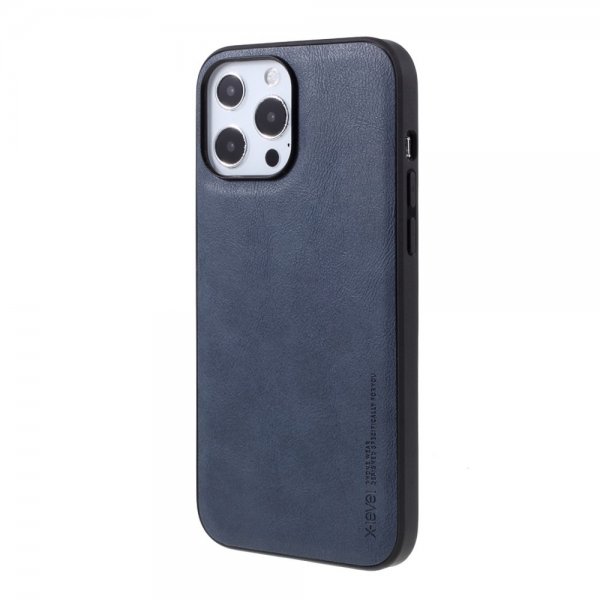 X-Level iPhone 14 Pro Max Skal Lädertextur Blå