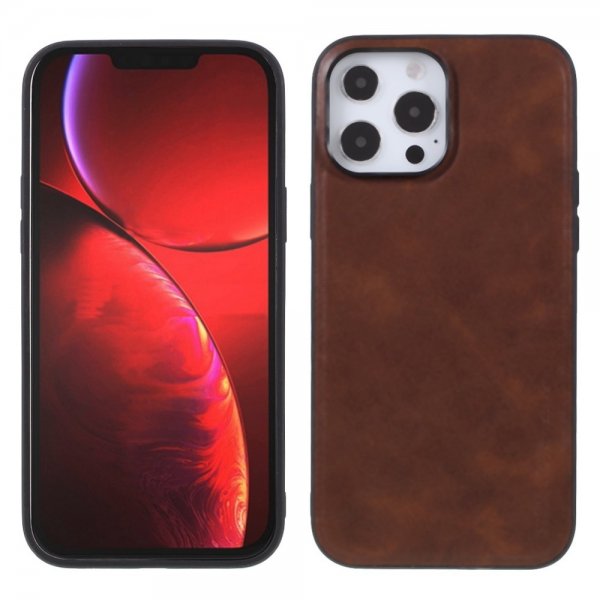 X-Level iPhone 14 Pro Max Skal Lädertextur Brun