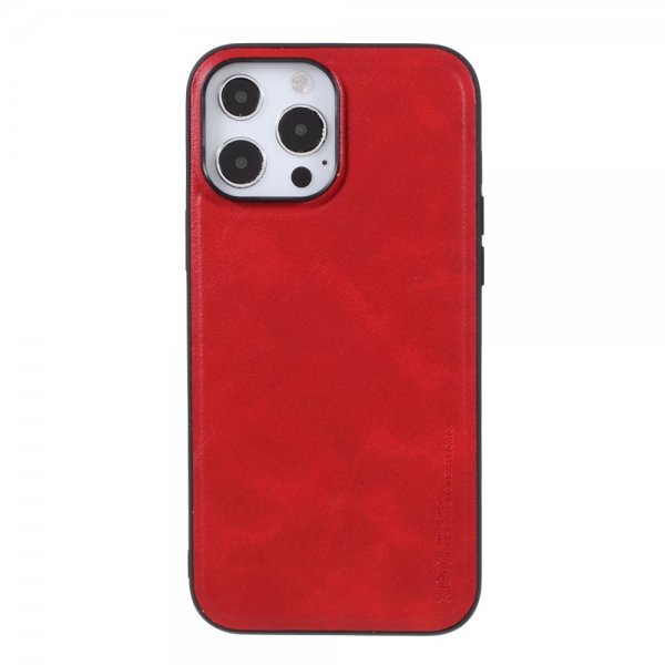X-Level iPhone 14 Pro Max Skal Lädertextur Röd