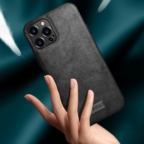 Sulada iPhone 14 Pro Max Skal Lädertextur Svart
