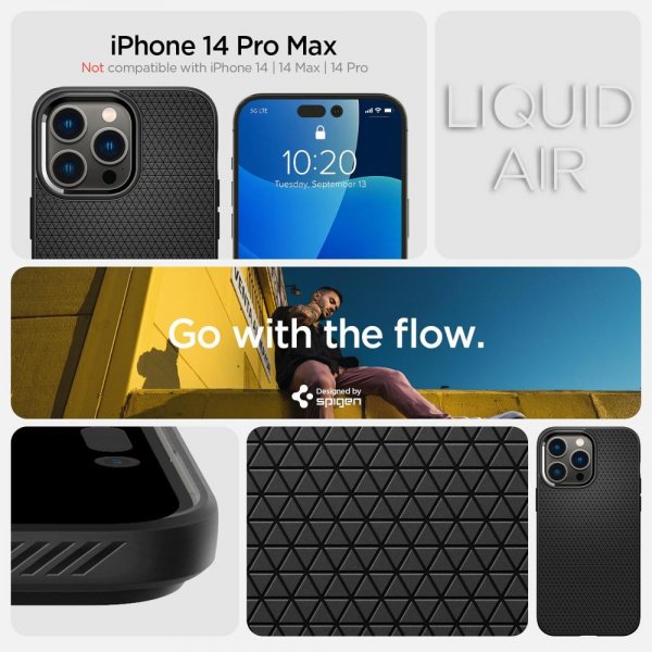 Spigen iPhone 14 Pro Max Skal Liquid Air Matte Black