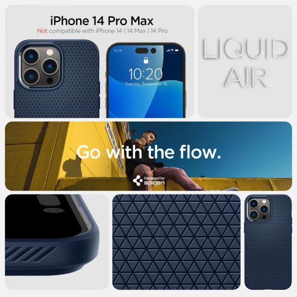 Spigen iPhone 14 Pro Max Skal Liquid Air Navy Blue