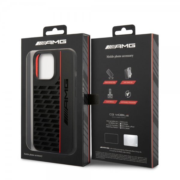 AMG iPhone 14 Pro Max Skal Liquid Silicone Carbon Pattern Svart