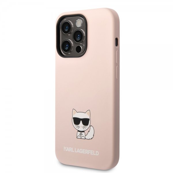 Karl Lagerfeld iPhone 14 Pro Max Skal Liquid Silicone Choupette Rosa
